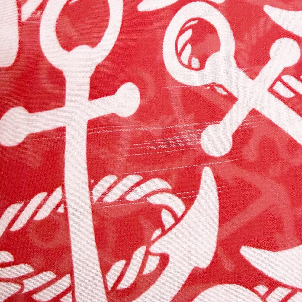 INDIGO SOUL Tunic Top V-Neck 3/4 Sleeve Cover-Up Anchor Print Red White Womens L - Picture 6 of 9